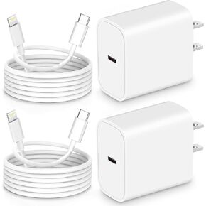 iPhone Charger Fast Charging,20W PD USB C Fast Charger [MFi Certified],for iPhone Charger Lightning Cable 2 Pack Type C Wall Charger Block and (6ft+10ft) Cable for iPhone 14/13/12/12 Pro Max/11