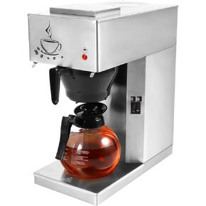 Restlrious Commercial Coffee Maker 24-Cup Drip Coffee Machine, Automatic Pour Over Coffee Brewer with 4 Warmer Pads and 2 Glass Decanter in 1.8L Capacity, Stainless Steel Cafetera Silver