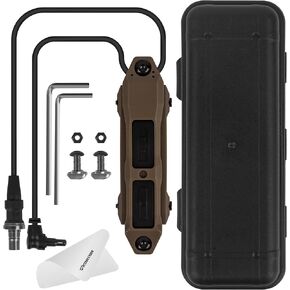 ACTIONUNION Tactical Pressure Switch Stable Double Button Tactical TAPS Switch Fits 20mm Picatinny Rail Mlok Rail and KeyMod Rail (2.5mm Plug + SF Plug - Tan)