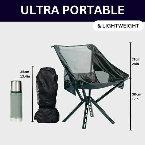 Sitpack Black Folding Camping Chair | 300 Lbs Capacity | Ultra Lightweight, Compact & Portable | Includes Backpack Bag for Outdoor Adventures, Beach, Hiking & Backpacking (Black) in Saudi Arabia