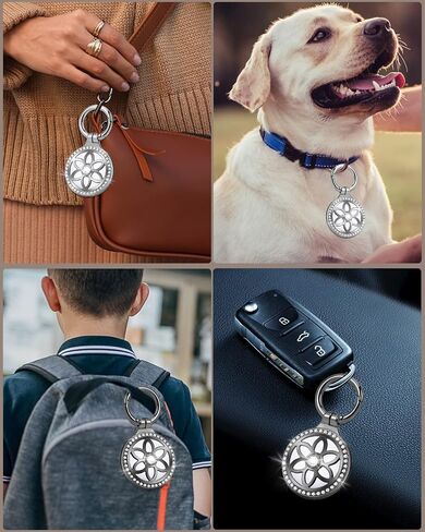 Airtag Holder, Metal Badge Rhinestone Airtag Keychain, Diamonds Shine Air Tag Holder Keychain for Apple Airtag in Kuwait