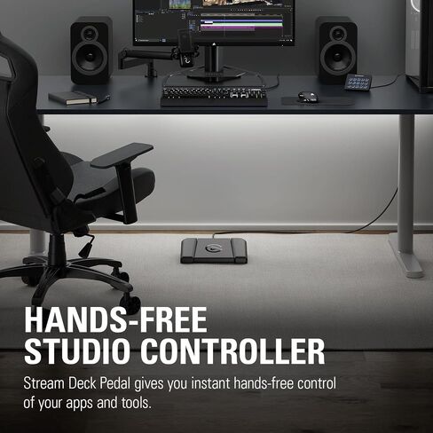Elgato Stream Deck Pedal - وحدة تحكم في الاستوديو بدون استخدام اليدين، 3 مفاتيح قدم كبيرة، إجراءات تشغيل في التطبيقات والبرامج مثل OBS، Twitch، YouTube والمزيد، تعمل مع Mac والكمبيوتر الشخصي (متجدد) in Saudi Arabia