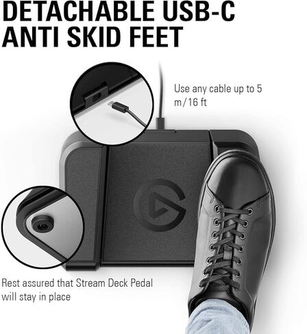 Elgato Stream Deck Pedal - وحدة تحكم في الاستوديو بدون استخدام اليدين، 3 مفاتيح قدم كبيرة، إجراءات تشغيل في التطبيقات والبرامج مثل OBS، Twitch، YouTube والمزيد، تعمل مع Mac والكمبيوتر الشخصي (متجدد) in Saudi Arabia