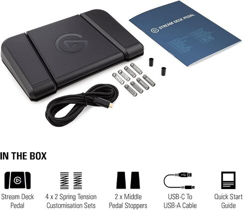 Elgato Stream Deck Pedal - وحدة تحكم في الاستوديو بدون استخدام اليدين، 3 مفاتيح قدم كبيرة، إجراءات تشغيل في التطبيقات والبرامج مثل OBS، Twitch، YouTube والمزيد، تعمل مع Mac والكمبيوتر الشخصي (متجدد) in Saudi Arabia