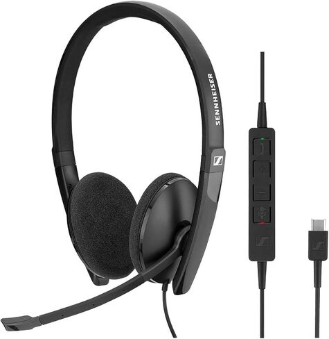 Sennheiser SC 160 USB-C (508354) - سماعة رأس مزدوجة الجوانب (بكلتا الأذنين) لمحترفي الأعمال | مع صوت ستيريو عالي الدقة، وميكروفون لإلغاء الضوضاء، وموصل USB-C (أسود) in Kuwait