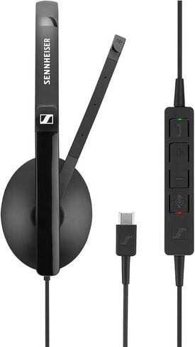Sennheiser SC 160 USB-C (508354) - سماعة رأس مزدوجة الجوانب (بكلتا الأذنين) لمحترفي الأعمال | مع صوت ستيريو عالي الدقة، وميكروفون لإلغاء الضوضاء، وموصل USB-C (أسود) in Kuwait