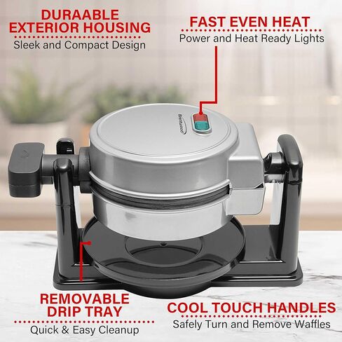 برينتوود TS-231S ماكينة صنع الوافل البلجيكية الكهربائية، 520 وات، فضي in Kuwait