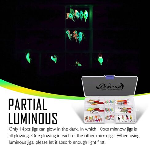 مجموعة أدوات صيد الأسماك على الجليد من Dovesun، طُعم صيد الأسماك على الجليد يتوهج في الظلام معدات صيد الأسماك على الجليد معدات صيد السمك Panfish Crappie Jigs مجموعة صيد الأسماك على الجليد 8-40 قطعة in Kuwait