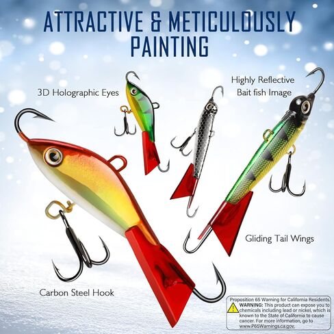 مجموعة أدوات صيد الأسماك على الجليد من Dovesun، طُعم صيد الأسماك على الجليد يتوهج في الظلام معدات صيد الأسماك على الجليد معدات صيد السمك Panfish Crappie Jigs مجموعة صيد الأسماك على الجليد 8-40 قطعة in Kuwait