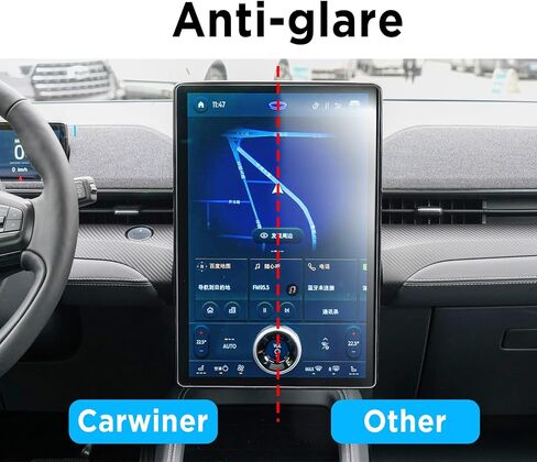 واقي شاشة Carwiner قطعتين متوافق مع 2021-2024 Mustang Mach-E، نظام ملاحة 15.5 بوصة + مجموعة لوحة القيادة 10.2 بوصة، ملحقات الزجاج المقسى للتحكم المركزي in Kuwait