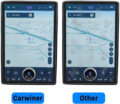 واقي شاشة Carwiner قطعتين متوافق مع 2021-2024 Mustang Mach-E، نظام ملاحة 15.5 بوصة + مجموعة لوحة القيادة 10.2 بوصة، ملحقات الزجاج المقسى للتحكم المركزي in Kuwait