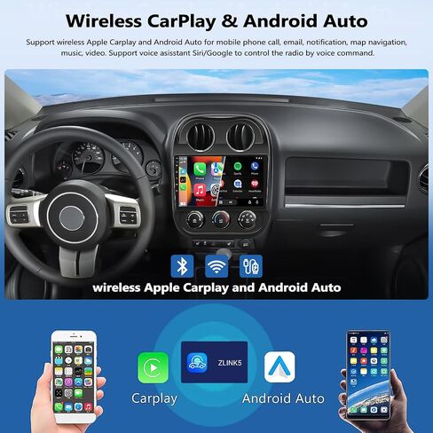 راديو سيارة 2G + 32G لسيارة Jeep Compass Patriot 2010-2016 مع CarPlay Android Auto 10.1 بوصة تعمل باللمس ستيريو سيارة مع بلوتوث، WiFi، Android 13، ملاحة GPS، كاميرا احتياطية عالية الدقة in Saudi Arabia