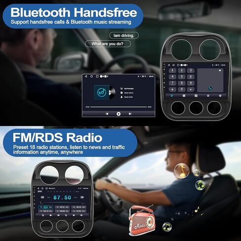 راديو سيارة 2G + 32G لسيارة Jeep Compass Patriot 2010-2016 مع CarPlay Android Auto 10.1 بوصة تعمل باللمس ستيريو سيارة مع بلوتوث، WiFi، Android 13، ملاحة GPS، كاميرا احتياطية عالية الدقة in Saudi Arabia