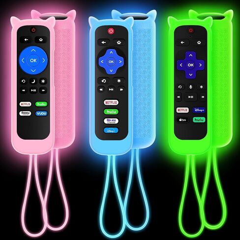 3 Pack Remote Cover for Roku Glow in The Dark, Purple Blue Pink in Kuwait