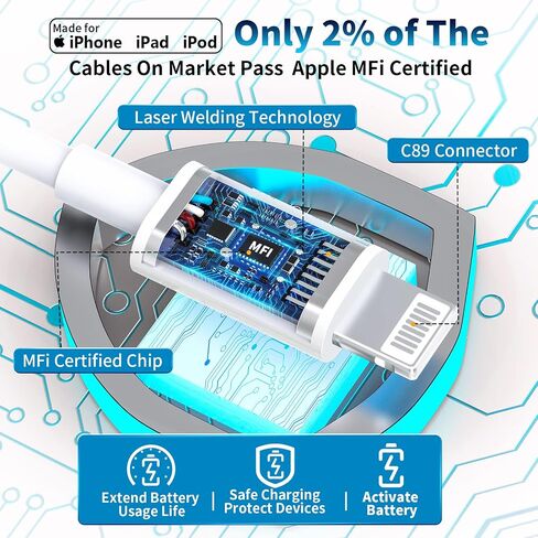 iPhone Car Charger Fast Charging, [Apple MFi Certified] 4.8A Dual USB All Metal Rapid Power Car Charger with 2 Pack Lightning Cord Quick Car Charging for iPhone 14 13 12 11 Pro/XS/XR/X/SE/iPad in Saudi Arabia