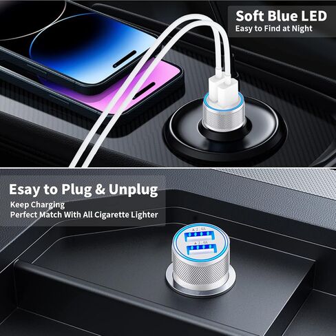 iPhone Car Charger Fast Charging, [Apple MFi Certified] 4.8A Dual USB All Metal Rapid Power Car Charger with 2 Pack Lightning Cord Quick Car Charging for iPhone 14 13 12 11 Pro/XS/XR/X/SE/iPad in Saudi Arabia