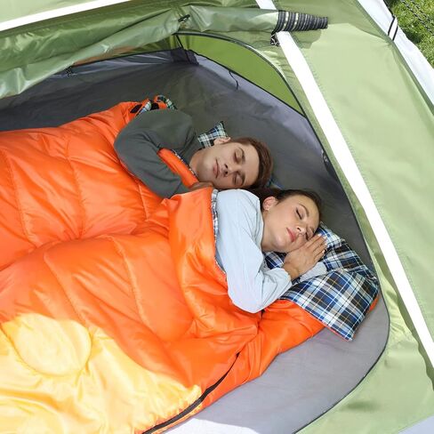 Sportneer Double Sleeping Bag - 2 Person Queen Size Sleeping Bag with 2 Pillows for Adults Kids in 3 Season Warm Cold Weather, Waterproof Lightweight for Outdoor, Camping, Backpacking, Hiking in Kuwait