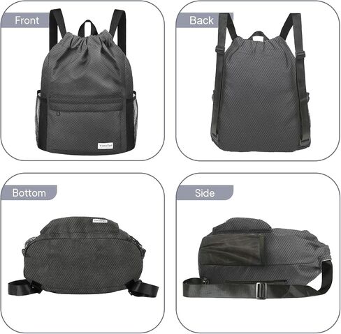 Time2go Drawstring Backpack Sports Gym Sackpack with Mesh Pockets Water-Resistant String Cinch Beach Bag for Men Women(Gradient Gray) in Kuwait