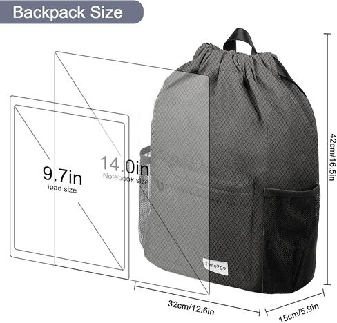 Time2go Drawstring Backpack Sports Gym Sackpack with Mesh Pockets Water-Resistant String Cinch Beach Bag for Men Women(Gradient Gray) in Kuwait