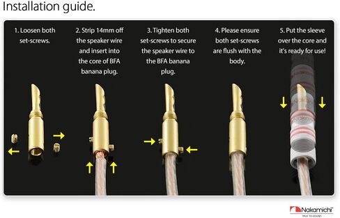 Nakamichi GrubLock Excel Series 24k Gold Plated BFA Banana Plugs, 10-18 AWG in Kuwait