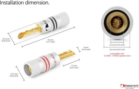 Nakamichi GrubLock Excel Series 24k Gold Plated BFA Banana Plugs, 10-18 AWG in Kuwait