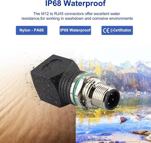 M12 to RJ45 4-Pin Female Adapter, IP68 Waterproof, Shielded, 100% Connectivity in Kuwait