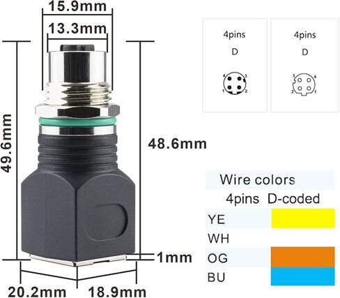 M12 to RJ45 4-Pin Female Adapter, IP68 Waterproof, Shielded, 100% Connectivity in Kuwait