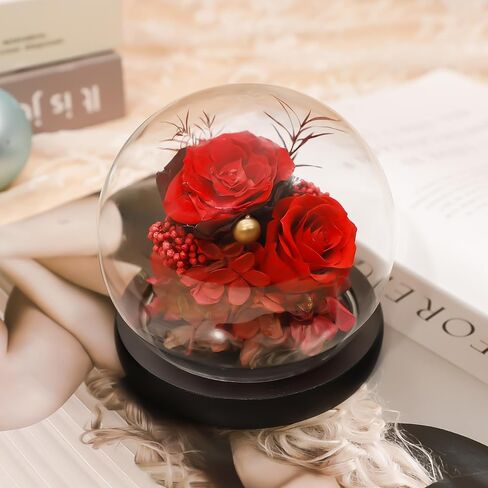 وردة حقيقية محفوظة مع قلادة "I Love You" بـ 100 لغة - هدايا خالدة للصديقة والزوجة والنساء - مثالية لعيد الميلاد وعيد الحب وعيد الأم وأعياد الميلاد والذكرى السنوية وعيد الشكر in Kuwait