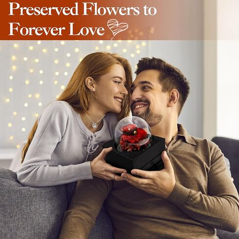 وردة حقيقية محفوظة مع قلادة "I Love You" بـ 100 لغة - هدايا خالدة للصديقة والزوجة والنساء - مثالية لعيد الميلاد وعيد الحب وعيد الأم وأعياد الميلاد والذكرى السنوية وعيد الشكر in Kuwait