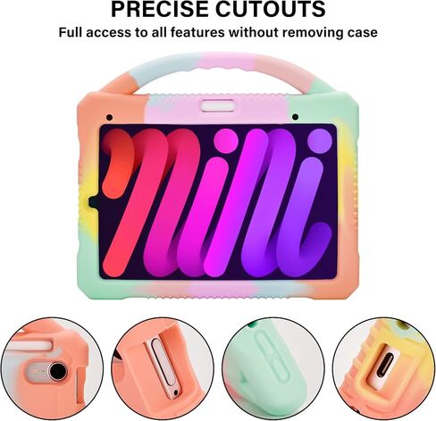 Kids Case for iPad mini 6 2021/Mini 7 2024(A17 Pro),Shockproof Child Protective Cover for Mini 6th/7th Generation Case 8.3 inch (Rainbow) in Saudi Arabia