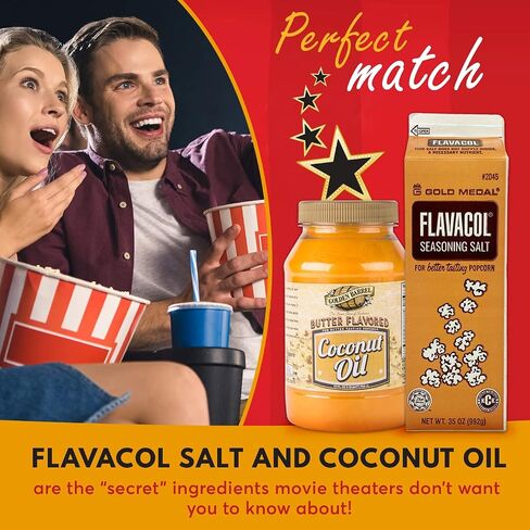 Ultimate Movie Theater Popcorn Kit - Flavacol Salt (35 oz) & Golden Barrel Butter Flavored Coconut Oil (32 oz) - Real Theatre Ingredients, No Dairy, Gluten Free/Vegan, Non-GMO, Kosher in Saudi Arabia