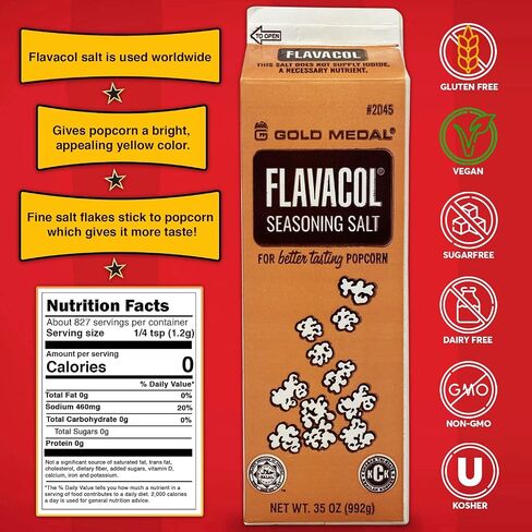 Ultimate Movie Theater Popcorn Kit - Flavacol Salt (35 oz) & Golden Barrel Butter Flavored Coconut Oil (32 oz) - Real Theatre Ingredients, No Dairy, Gluten Free/Vegan, Non-GMO, Kosher in Saudi Arabia