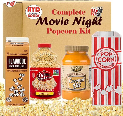 مجموعة الفشار Ultimate Movie Theatre - ملح الفلافاكول (35 أونصة) وزيت جوز الهند بنكهة زبدة البرميل الذهبي (32 أونصة) - مكونات مسرح حقيقية، بدون منتجات ألبان، خالي من الغلوتين/نباتي، غير معدل وراثيًا، كوشير in Saudi Arabia