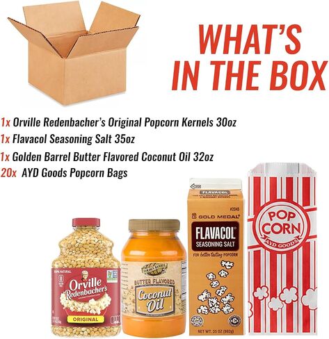 مجموعة الفشار Ultimate Movie Theatre - ملح الفلافاكول (35 أونصة) وزيت جوز الهند بنكهة زبدة البرميل الذهبي (32 أونصة) - مكونات مسرح حقيقية، بدون منتجات ألبان، خالي من الغلوتين/نباتي، غير معدل وراثيًا، كوشير in Saudi Arabia