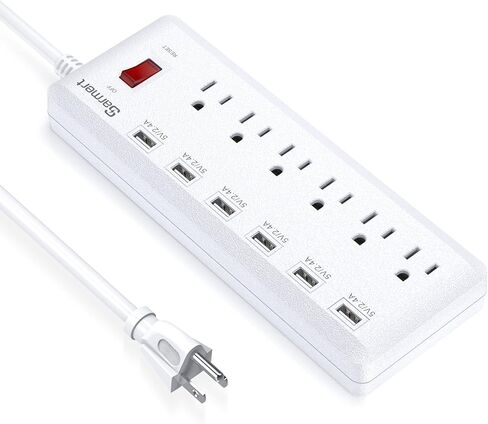 شريط طاقة USB، واقي من التيار الزائد مع 6 منافذ و6 منافذ شحن USB، سلك تمديد عالي التحمل بطول 6 أقدام، موسع منفذ USB للمنزل والمكتب 1625 وات/13 أمبير in Kuwait