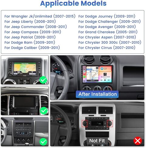 2+64GB Inefala for Jeep Wrangler JK/Dodge RAM/Chrysler 300C Android Car Stereo Radio with Wireless CarPlay Andriod Auto, 10.1 Inch HD Touchscreen with WiFi BT GPS SWC FM/RDS Backup Camera in Saudi Arabia