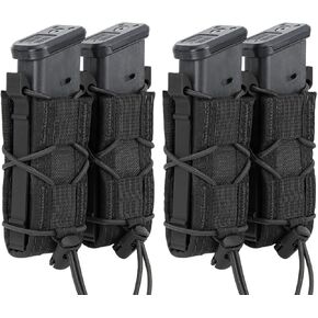 2 Pieces Molle Tactical Pouch Pistol Magazine Holster Universal 9mm Mag Pouch Single Double Stack Mag Pouch for 9mm/.40 Calibers 45acp Glock S&W M&P, Sig 226/229,Springfield 1911,Sig Sauger,P365,P365X