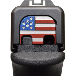 Milspin Slide Back Plate Compatible with Glock Gen 1-5 | American Flag | Veteran Made in USA I CNC Milled (Premium Tri Color, Models G17-G41, G45)