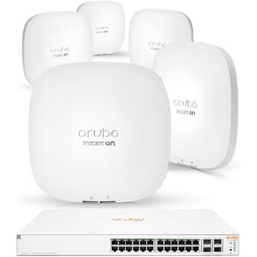Aruba a Hewlett Packard Enterprise company Instant On 1930 24G Class4 PoE 4SFP/SFP+ 195W Switch + 5 Instant On AP22 (US) Access Points (JL683A+R4W01A)