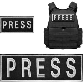 2 Pieces Hook and Loop Press Patches, Tactical Press Embroidery Patch for Photographer Vest, Tactical Vest (1Pcs Small and 1Pcs Large)