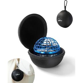 Tikduck Flying Orb Ball Toys Storage Case, Round Portable Hard EVA Carrying Case Storage Bag with Carabiner for Fly Ball Toys, Coins, Earphone, Charging Cable, SD Memory Card and Keys (Red Blue)