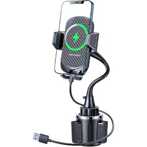 andobil Wireless Car Charger - [10W Safety Charging, Qi-Certified] Fit for iPhone 16/15/14/13/12/ Samsung Galaxy S24/S24 Ultra/S23/S23+/S23 Ultra/S22/S22+/S22 Utral/S21, Cup Holder Phone Mount for Car