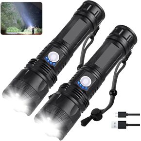 Rechargeable Flashlights 990,000 High Lumens - 2 Pack, Super Bright LED Flash Light with 5 Modes, 12 Hour Brightest Waterproof Handheld Flashlight for Home, Camping