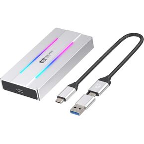 RGB M.2 NVME SSD Enclosure for Gaming, SANZANG USB 3.1 Gen 2(10 Gbps) Type C to NGFF NVME PCIe M-Key(B&M Key) External Solid State Drive Enclosure, Support UASP Trim for SSDs Size 2280/2260/2242/2230