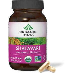Organic India Shatavari Herbal Supplement - Supports Hormonal Balance, Immune and Inflammatory Response, Vegan, Gluten-Free, USDA Organic, Supports Reproductive Health - 90 Capsules