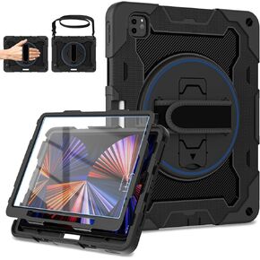 for iPad Pro 12.9 inch Case (6th/5th/4th/3rd Gen),Not fit iPad 12.9 2nd/1st Gen with Screen Protector for Kids with 360 Kickstand Hand Strap Pencil Holder [15ft Drop Protection]