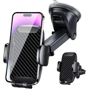 Car Phone Holder, Car Phone Mount 360° Rotation, Upgraded Version with Strong Suction Power,Car Phone Cradle for Dashboard/Windscreen/Air Vent, Car Phone Holder for All 4.1''-7.1'' Phones-Black