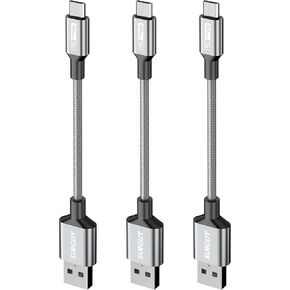 SUNGUY Short Micro USB Cable [3-Pack,1.5ft], Nylon Braided USB to Micro USB 2.0 Fast Charging & Data Sync Cord for Samsung Galaxy S6 S7, Tab 4, LG, Power Bank, Android Phone