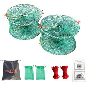 Crab Spring Trap 2 pcs - Bait Trap for Lobster, Crawfish, Shrimp, Portable Folding Collapsible Fishing Traps Nets Fishing Accessories in Kuwait