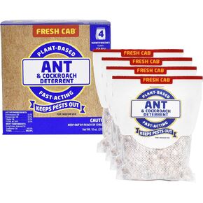 Fresh Cab Ants & Cockroaches Deterrent - Indoor Botanical Pest Control - Safe for Kids & Pets When Used as Directed - Made with Peppermint Essential Oil - 4-Pack